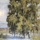 "The Birches" Original oil on wooden panel