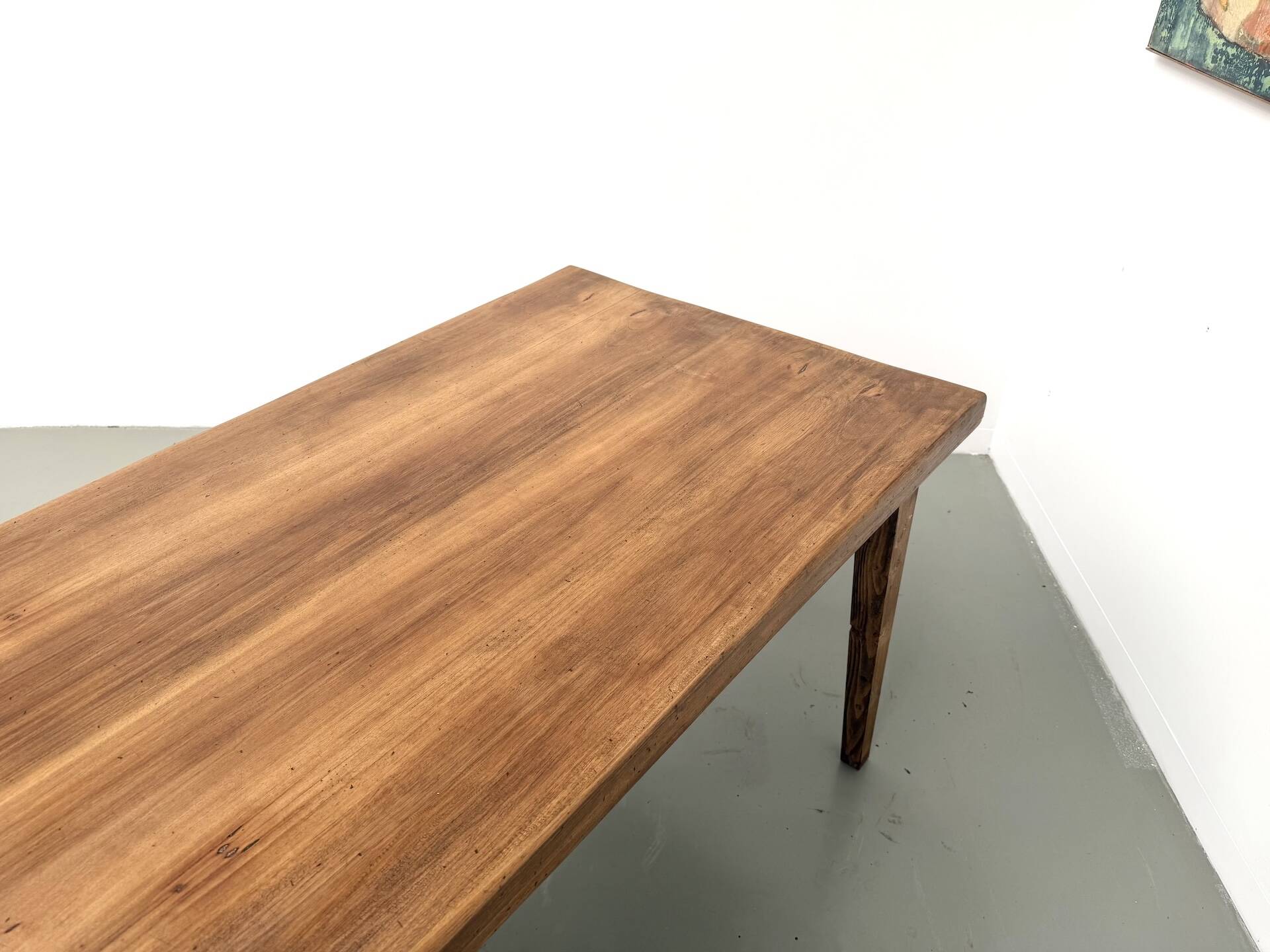 Beech farmhouse table, tapered legs, France, 1970s