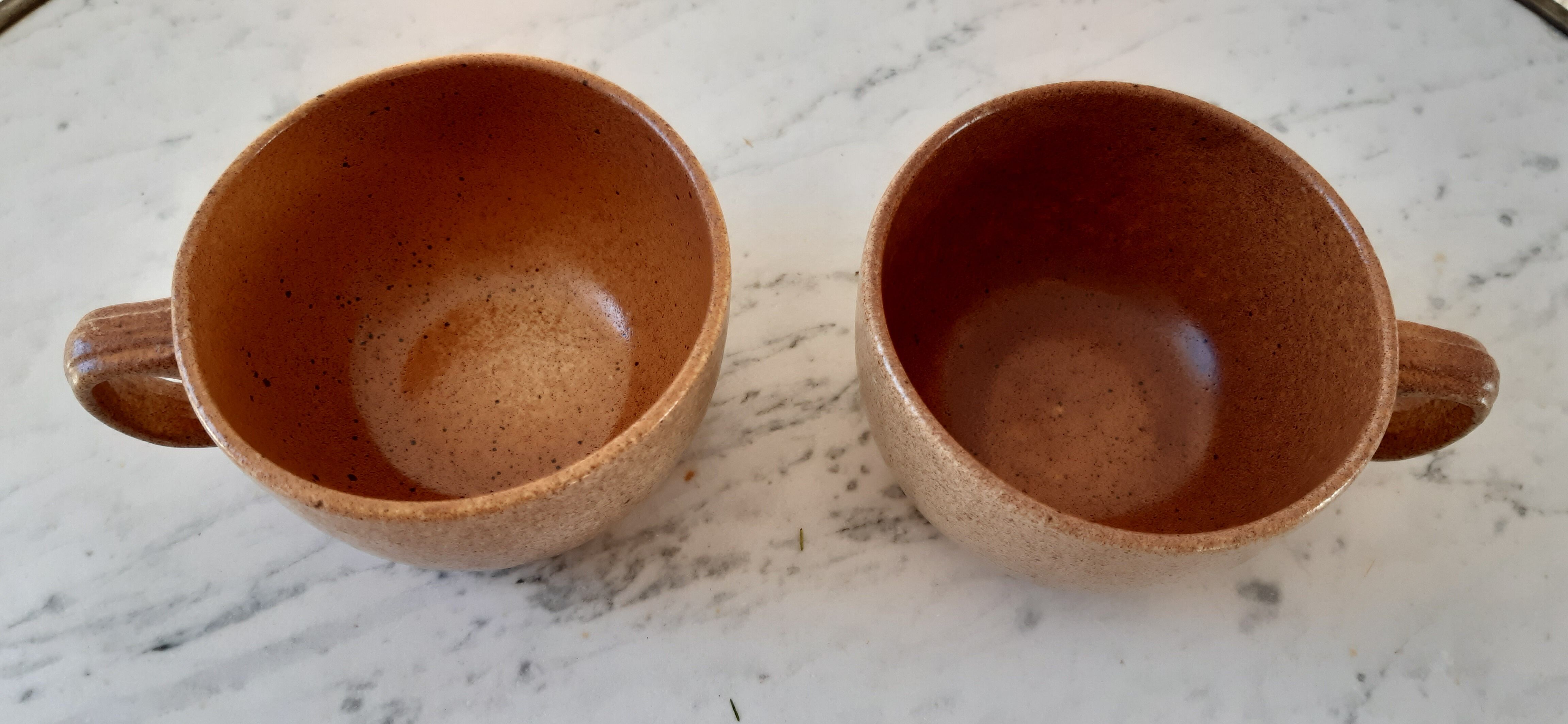 Duo de tasses à thé en grès vintage années 70