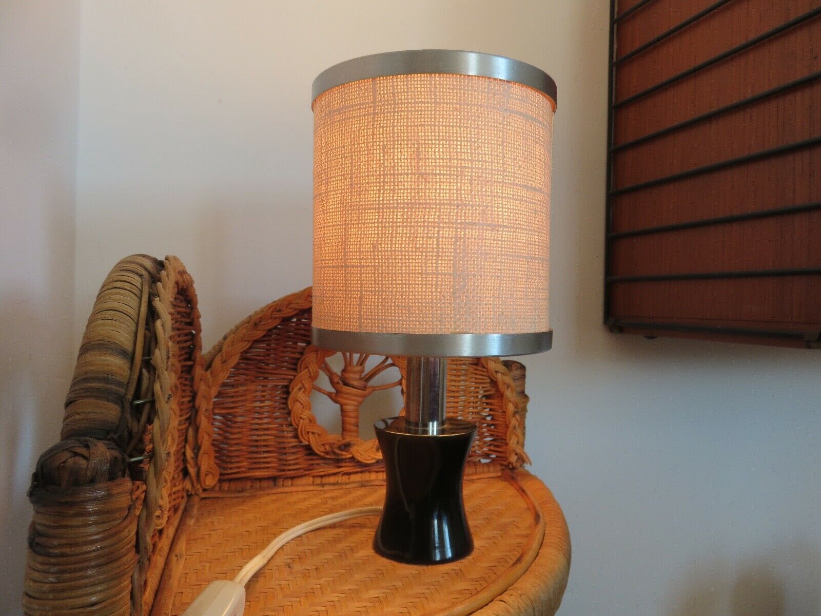 Lamp in black resin and chrome metal 70s