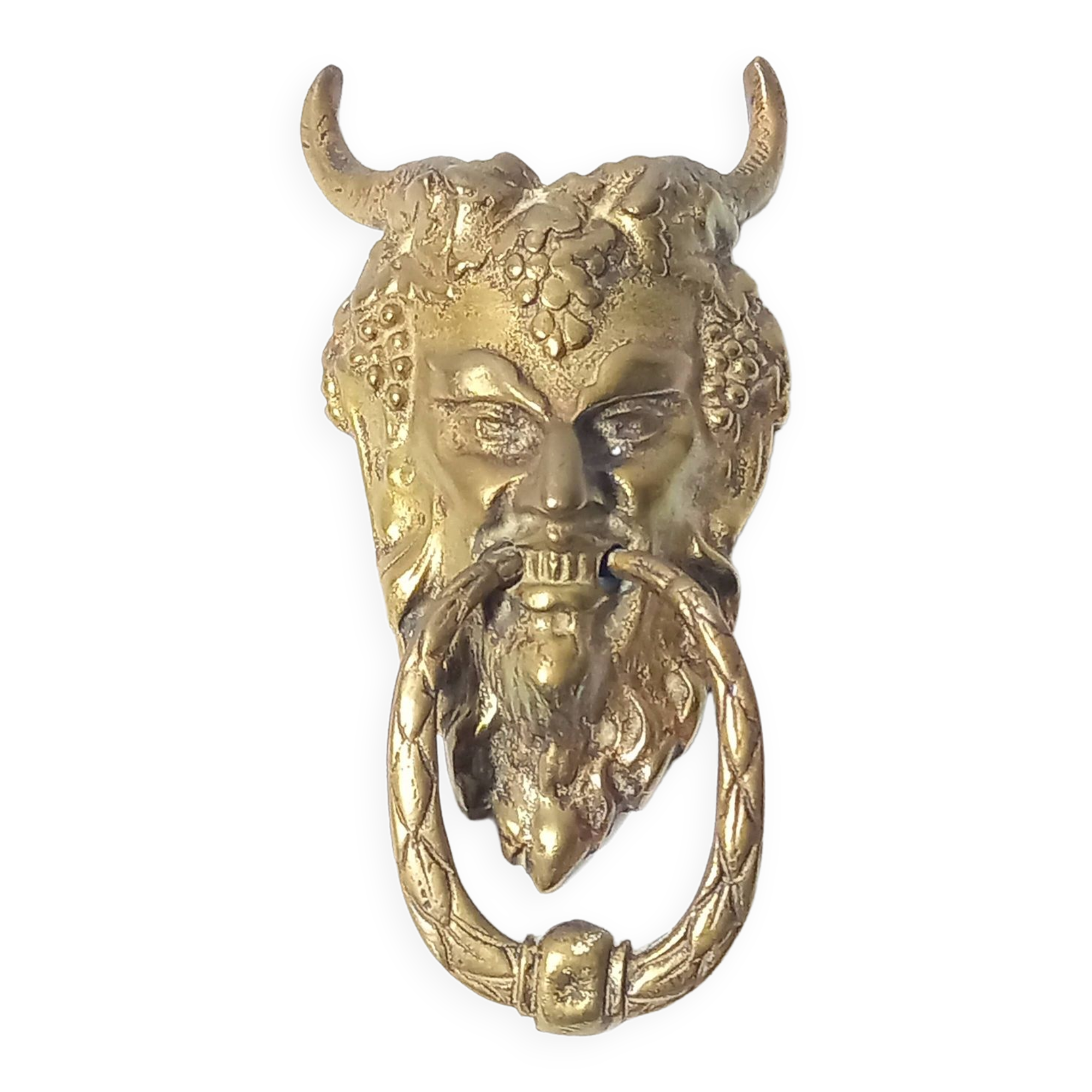 Satyr Head Knocker in Gilt Bronze