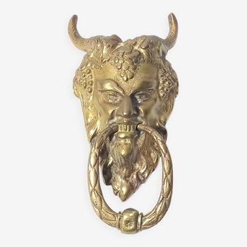 Satyr Head Knocker in Gilt Bronze