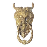 Satyr Head Knocker in Gilt Bronze