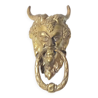 Satyr Head Knocker in Gilt Bronze