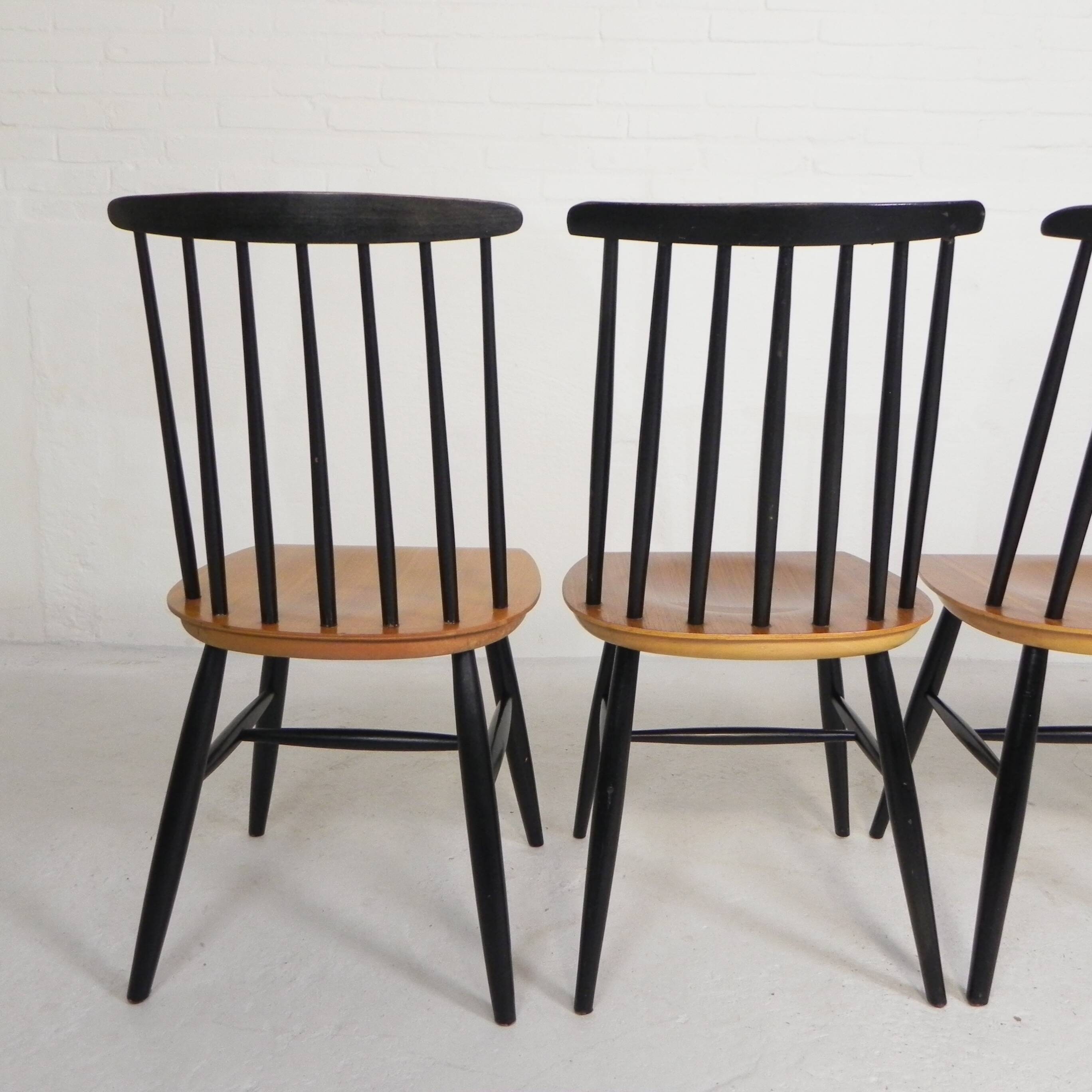 Set of 4 Fanett model slatted chairs, Tapiovaara, 1960s