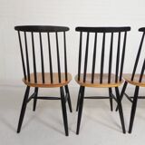 Set of 4 Fanett model slatted chairs, Tapiovaara, 1960s