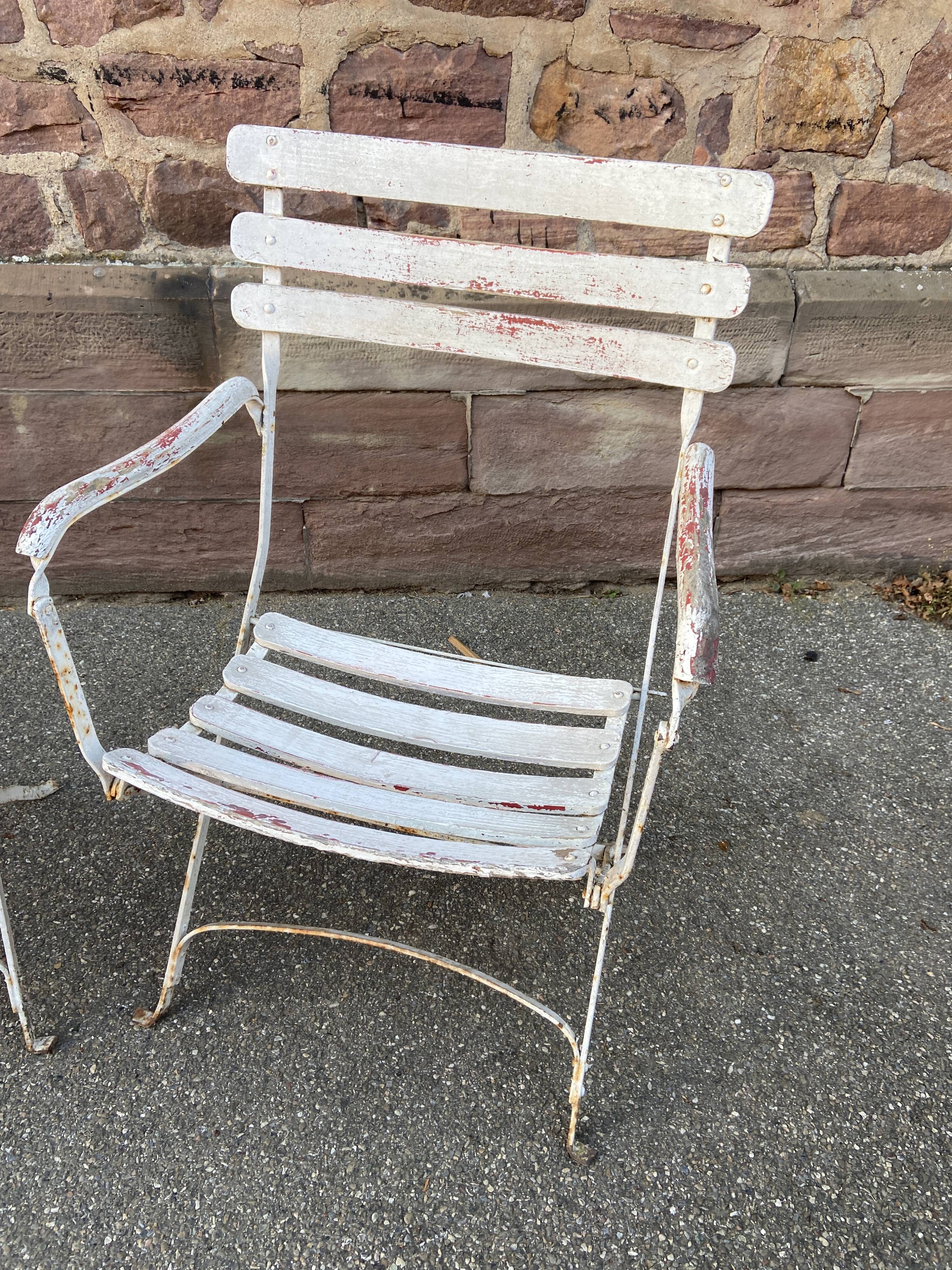 Paire de fauteuils chaises de jardin fer forgé vintage