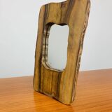 Miroir brutaliste bois d'olivier, vintage