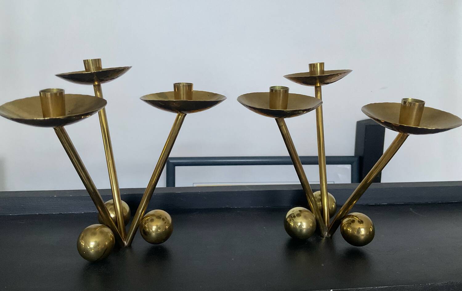 Pair of modernist bronze candlesticks