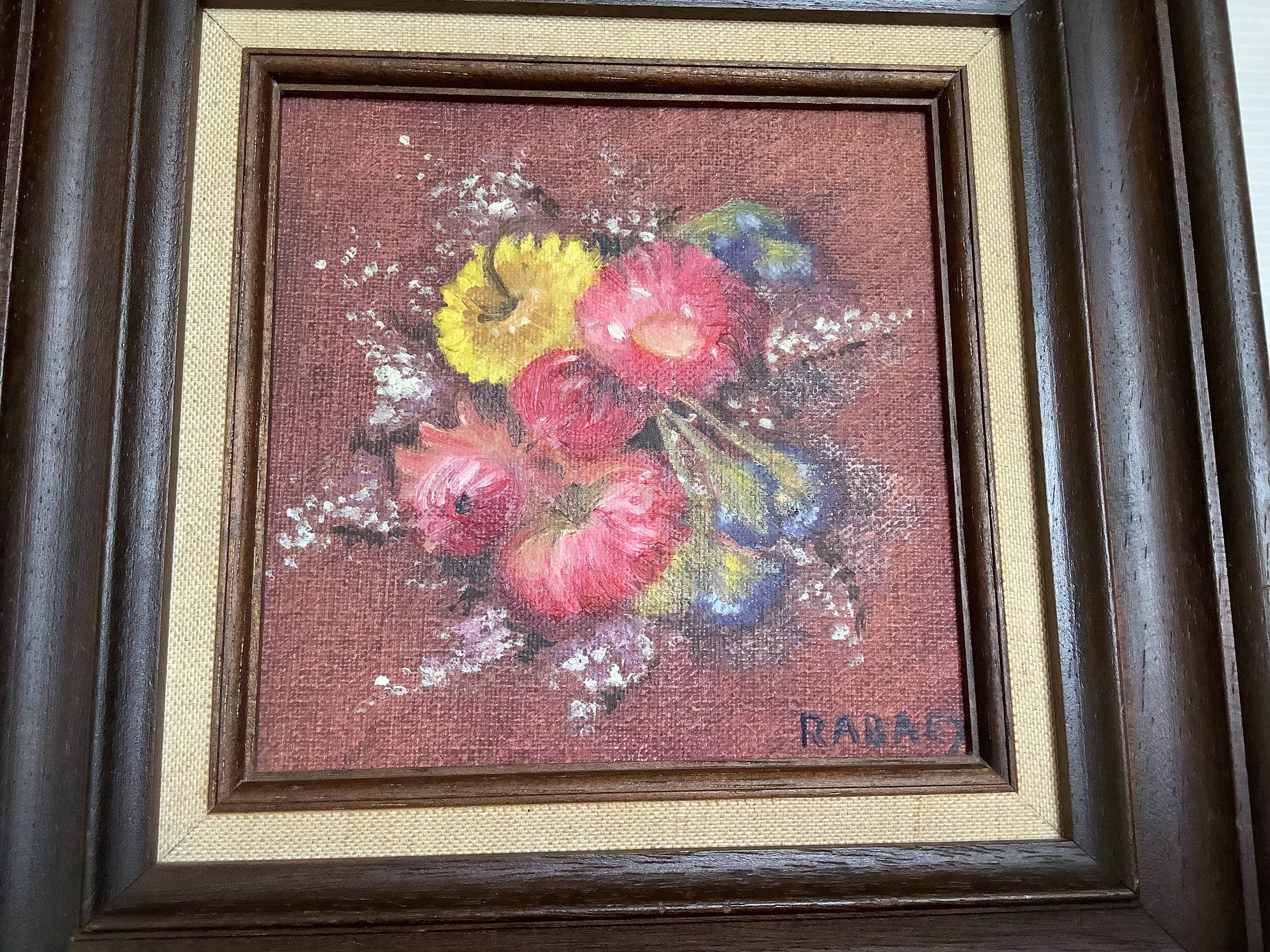 Bouquet of flowers oil on canvas painting Rabaey