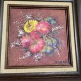 Bouquet of flowers oil on canvas painting Rabaey