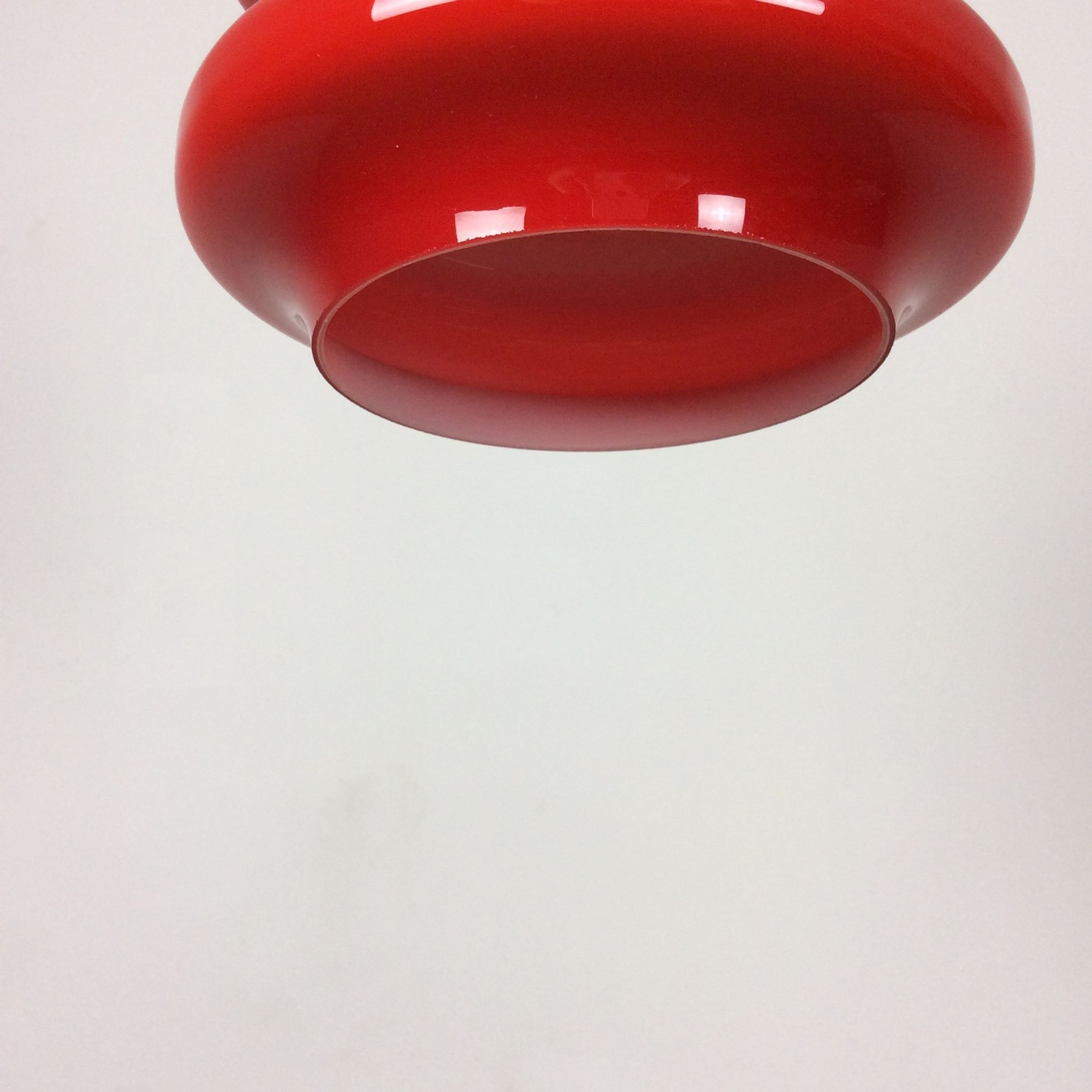 Original German Red Opal Glass Hanging Light, Made by Peill & Putzler, Germany