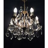 Cage chandelier 6 lights in bronze and crystal