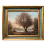 HST painting "The fisherman" signed Dervin with frame