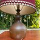Lampe en grès abat-jour bordeaux G robin