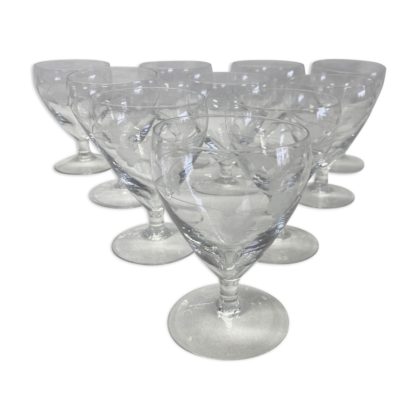 Set of 10 old glasses