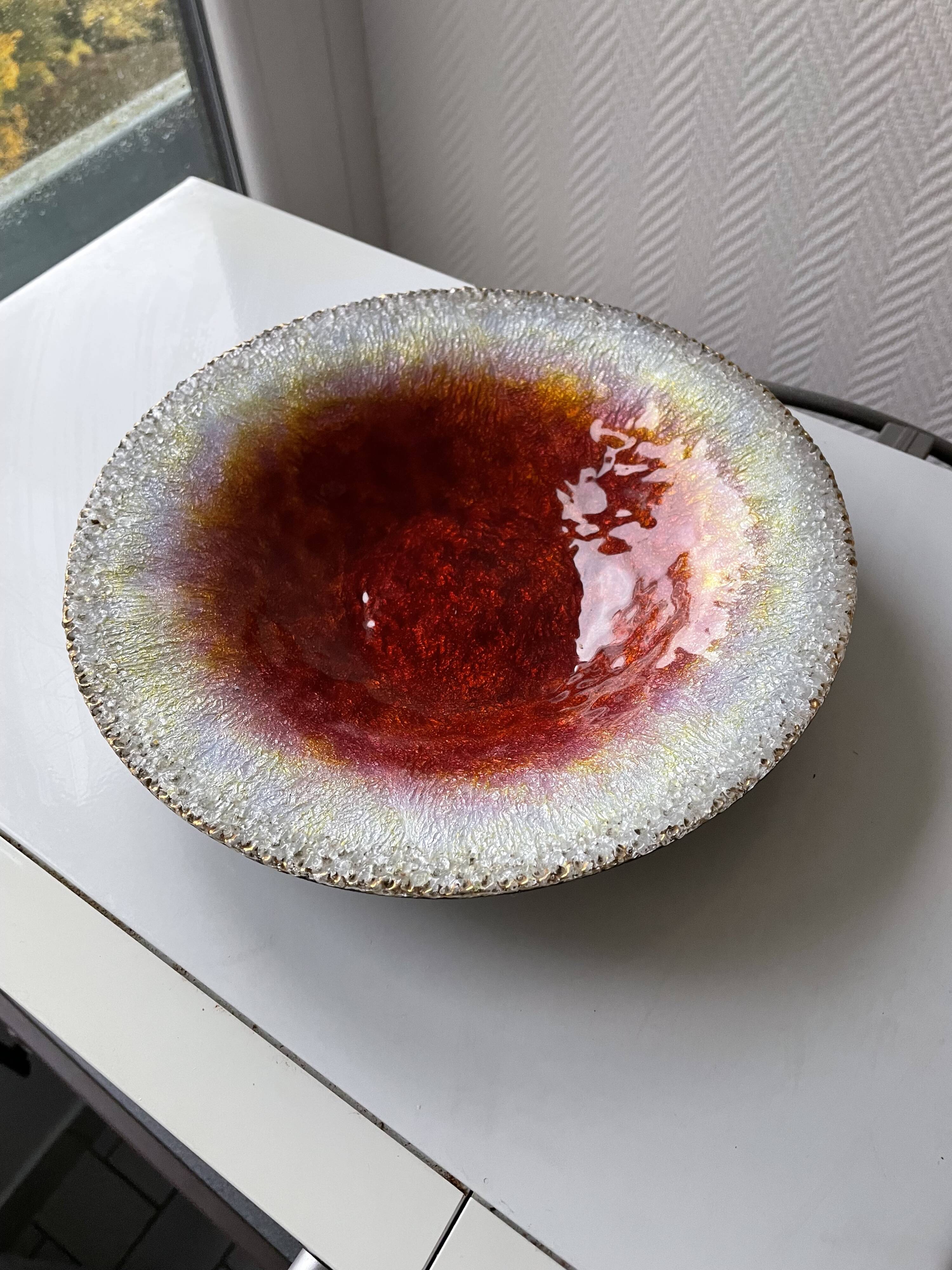 Art enamel coupe from Limoges signed Duban and Christel.
