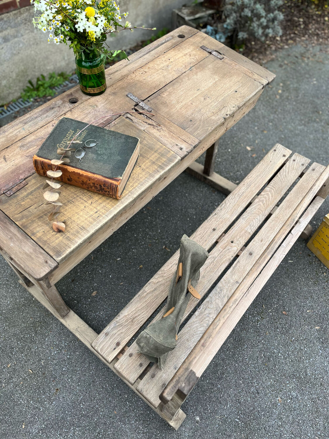 Double patinated school desk