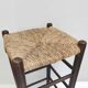 Blackened wooden bar top stool with mulched seat