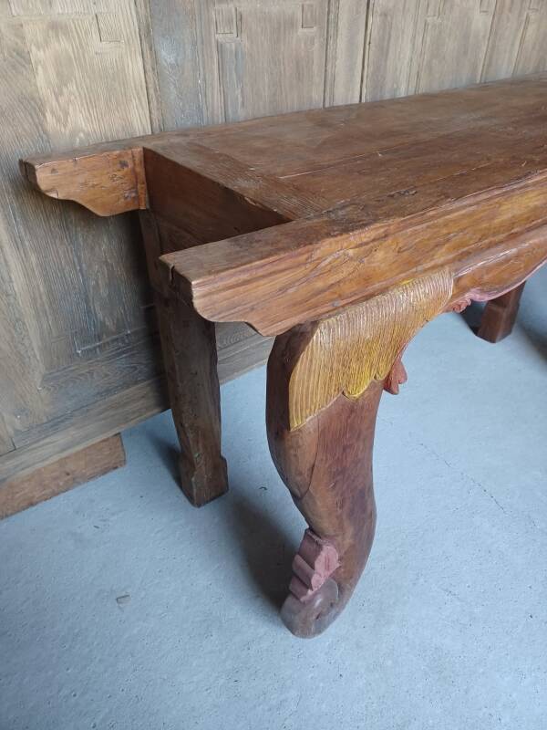 Antique console table in ethnic exotic wood