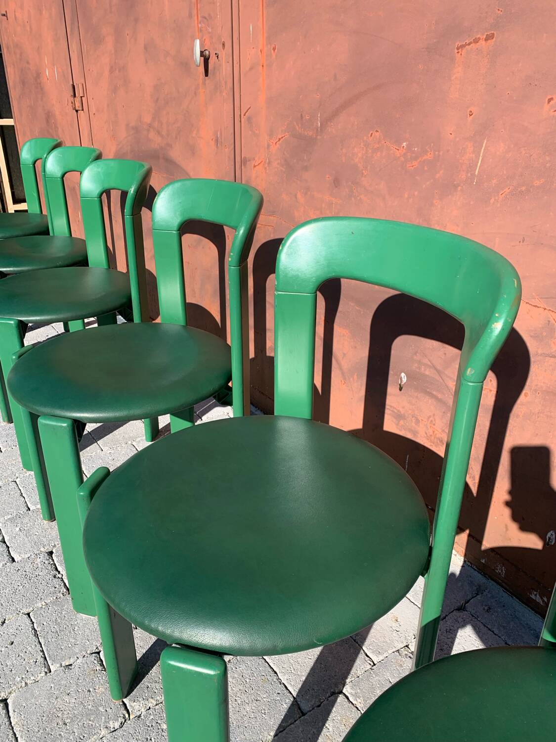 6 Bruno Rey Kush & coVerte Stackable Chairs Circa 1970