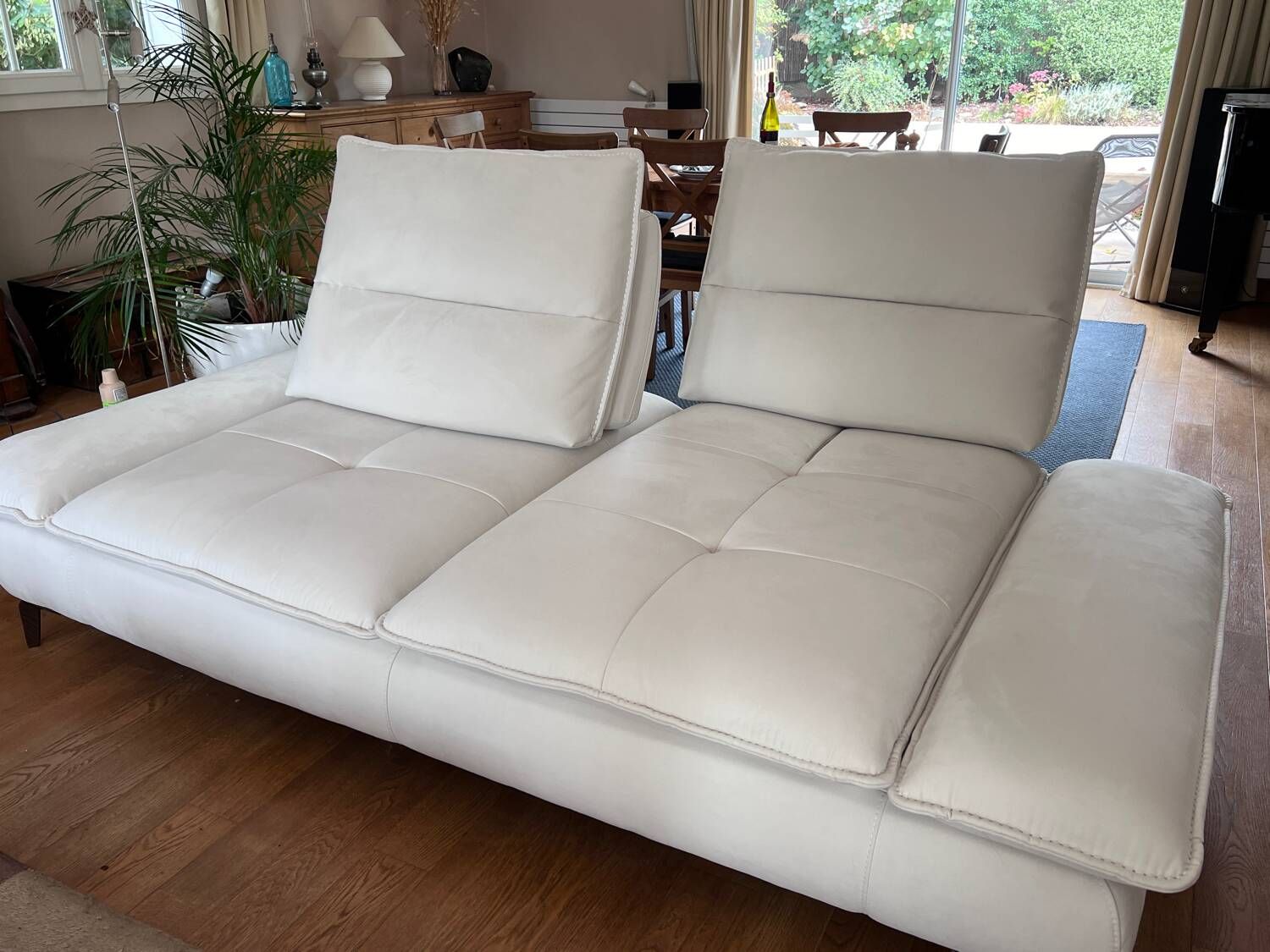 3-seater sofa in ecru nubuck finish, Mobilier de France