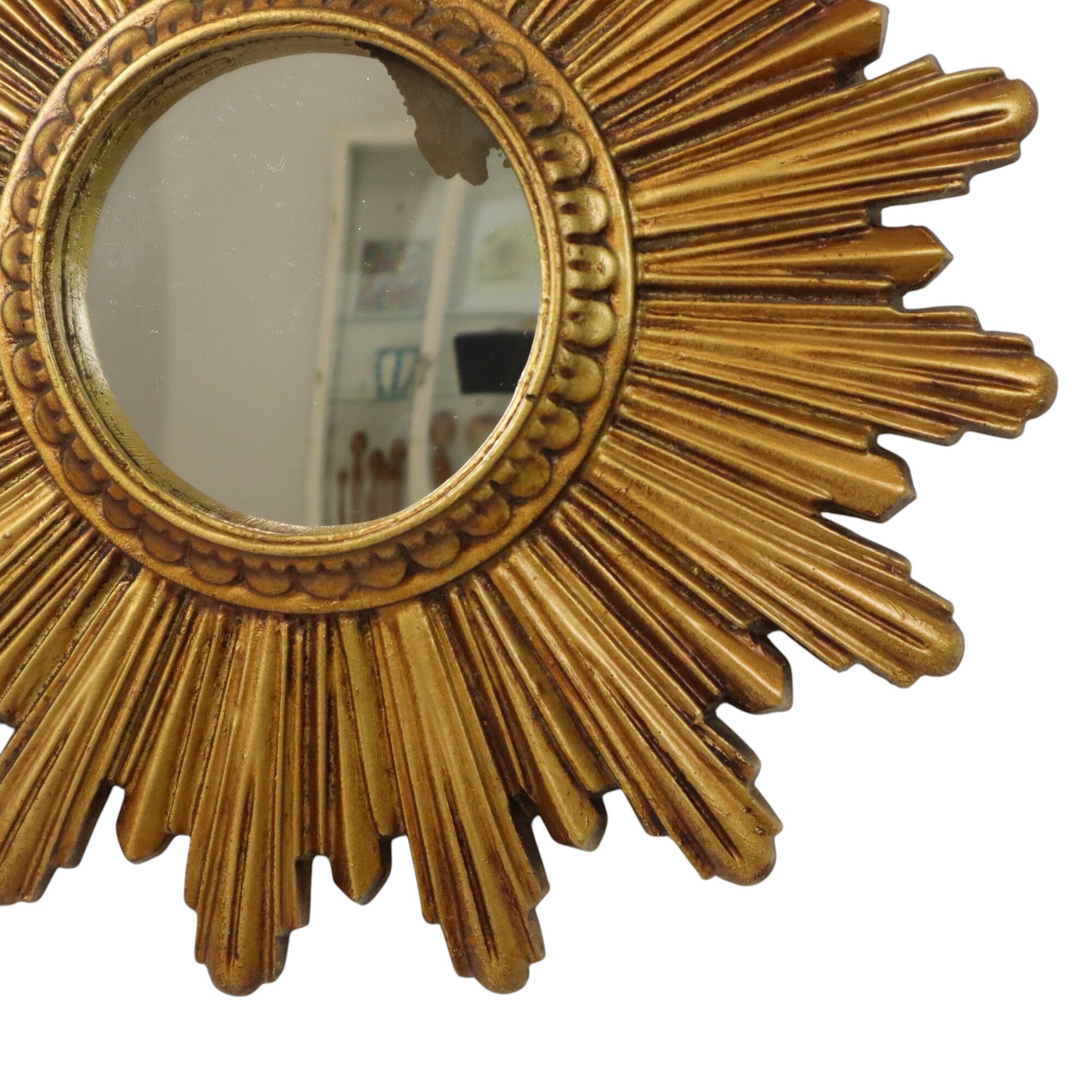 Small Vintage Sun Mirror Sunburst Mirror Resin 25cm