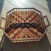 Plateau octogonal en marqueterie de bois