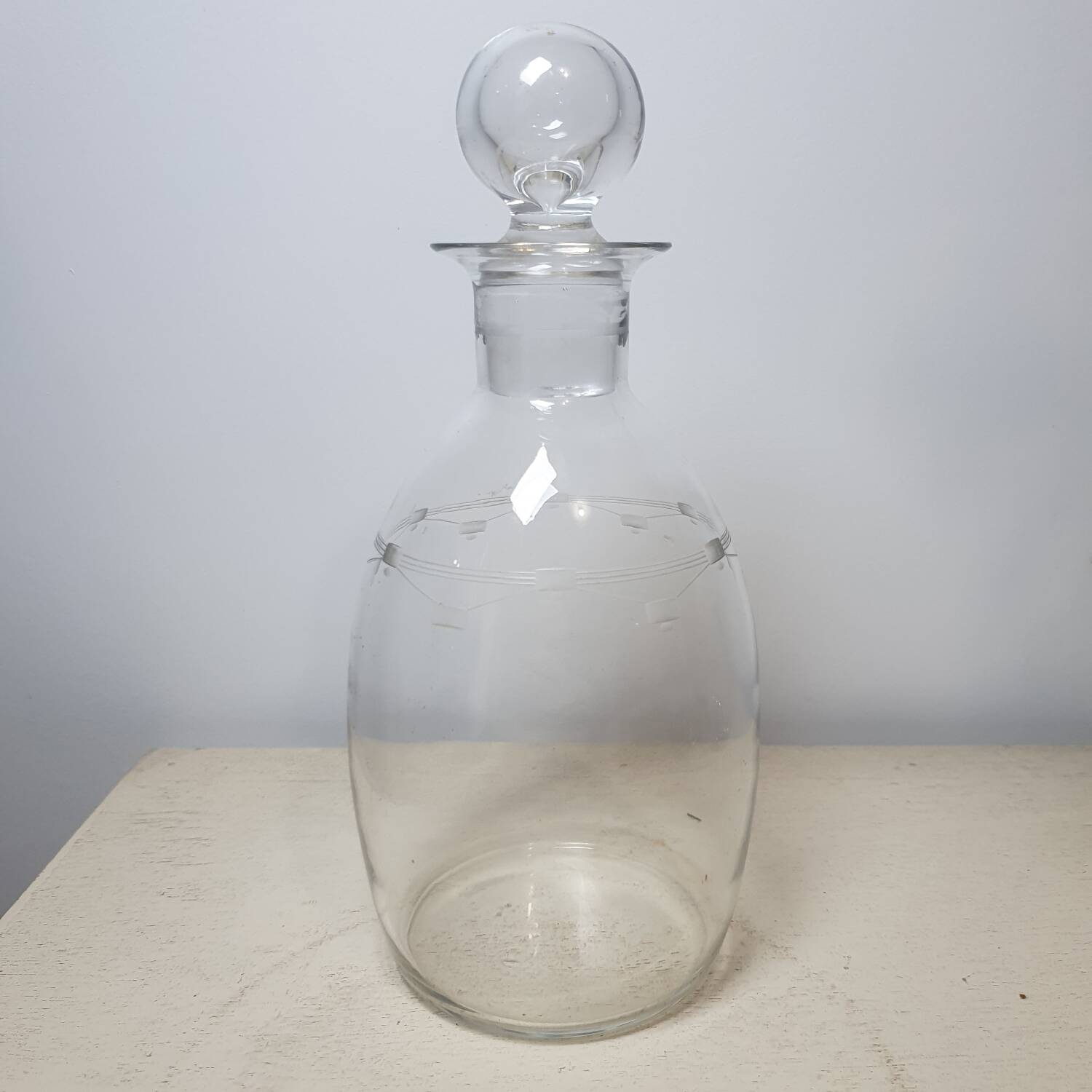 Etched glass carafe
