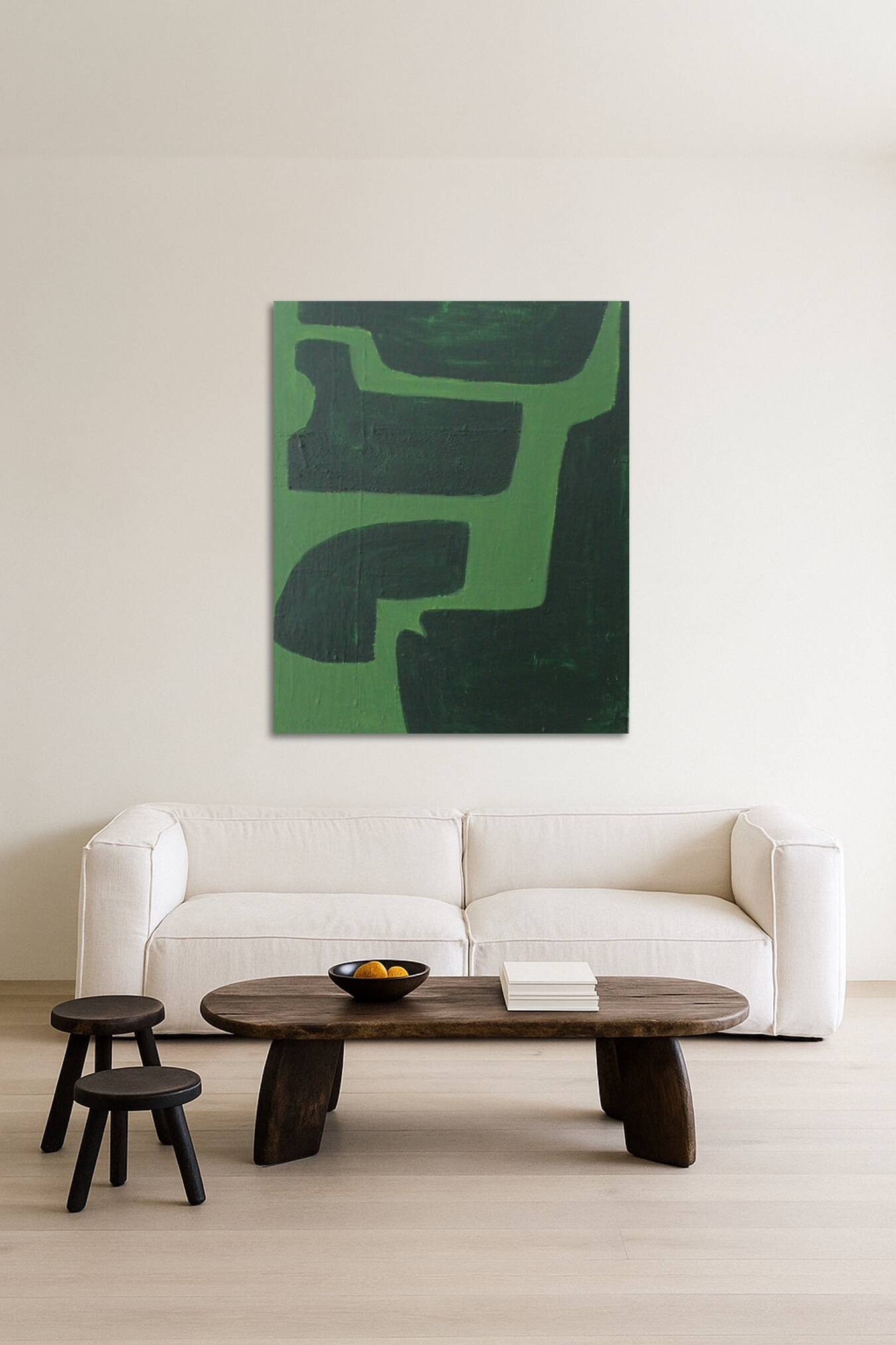 Organic abstract green on green 100x81cm