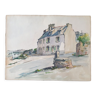 Aquarelle sur papier "Bouchemaine (Maine et Loire)" Signée en bas à droite André Duculty (1912-1990)