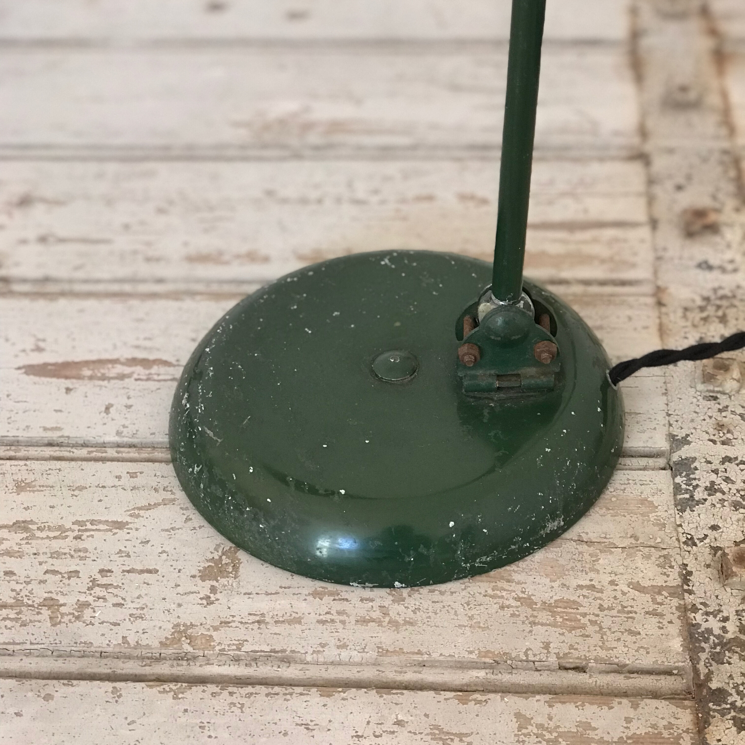 Green metal desk lamp