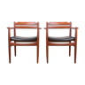 Pair of Danish armchairs in Teck and Skai by Poul Volther 1965.