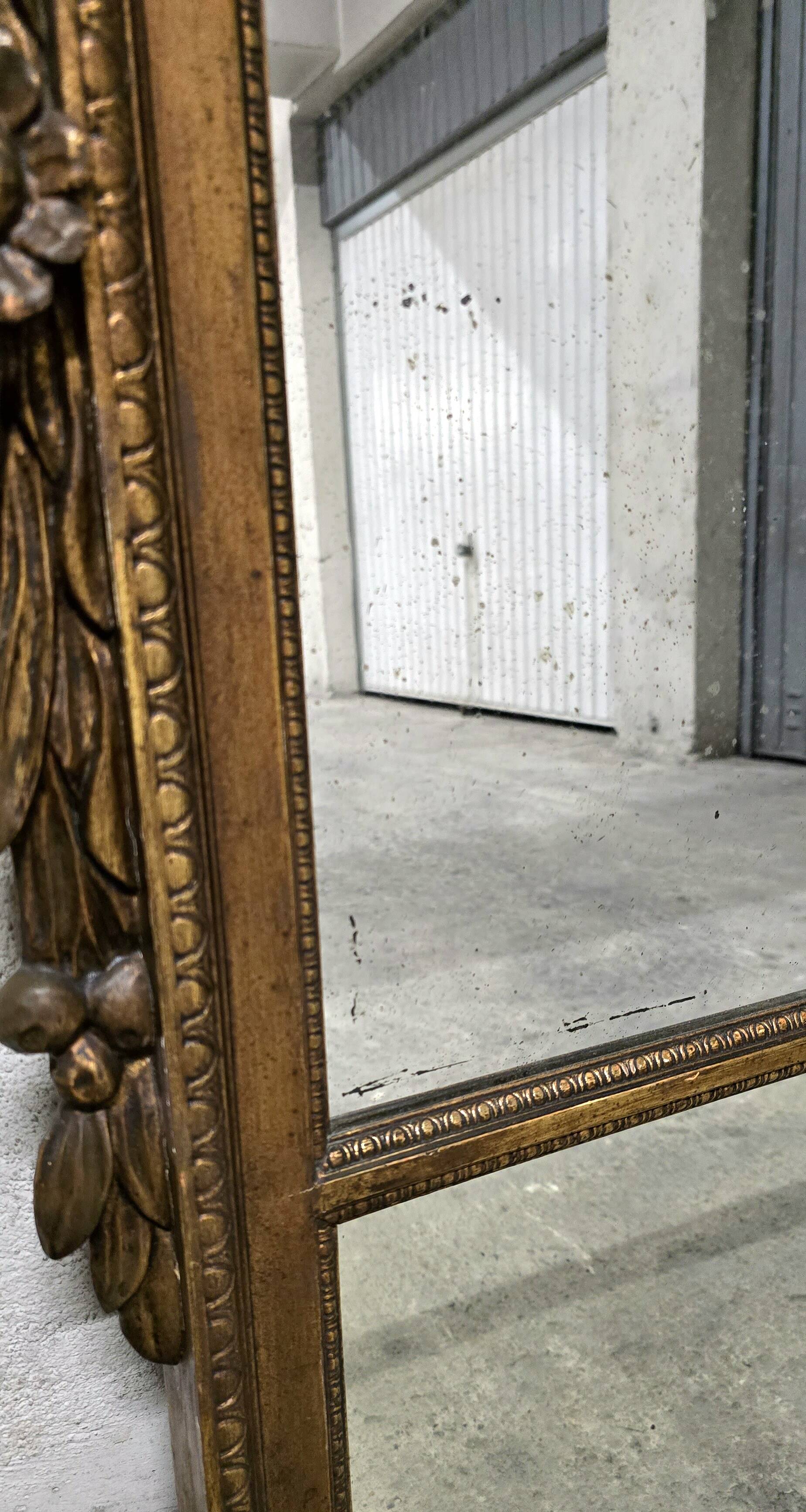Wood and stucco fireplace mirror, late 19th-early 20th century