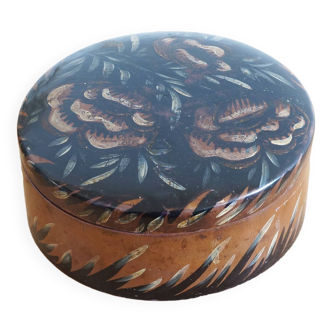 Painted round wooden box