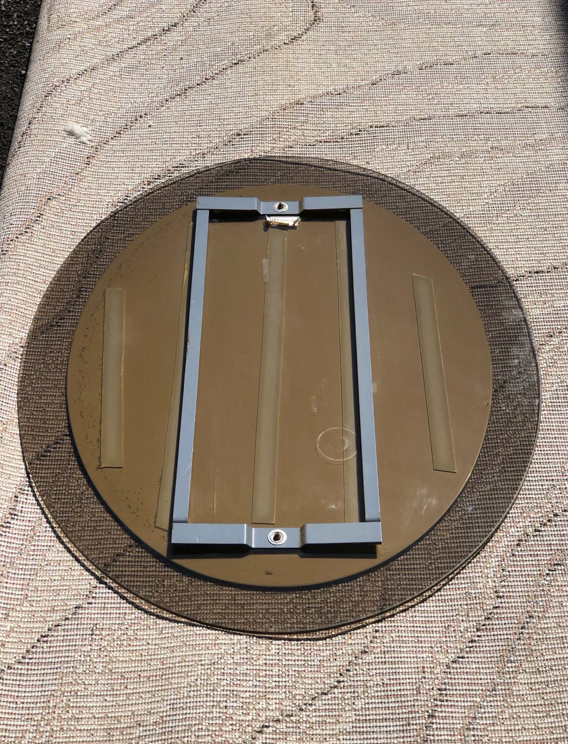 Miroir oval verre fume vintage 1970 marque lupi cristal color