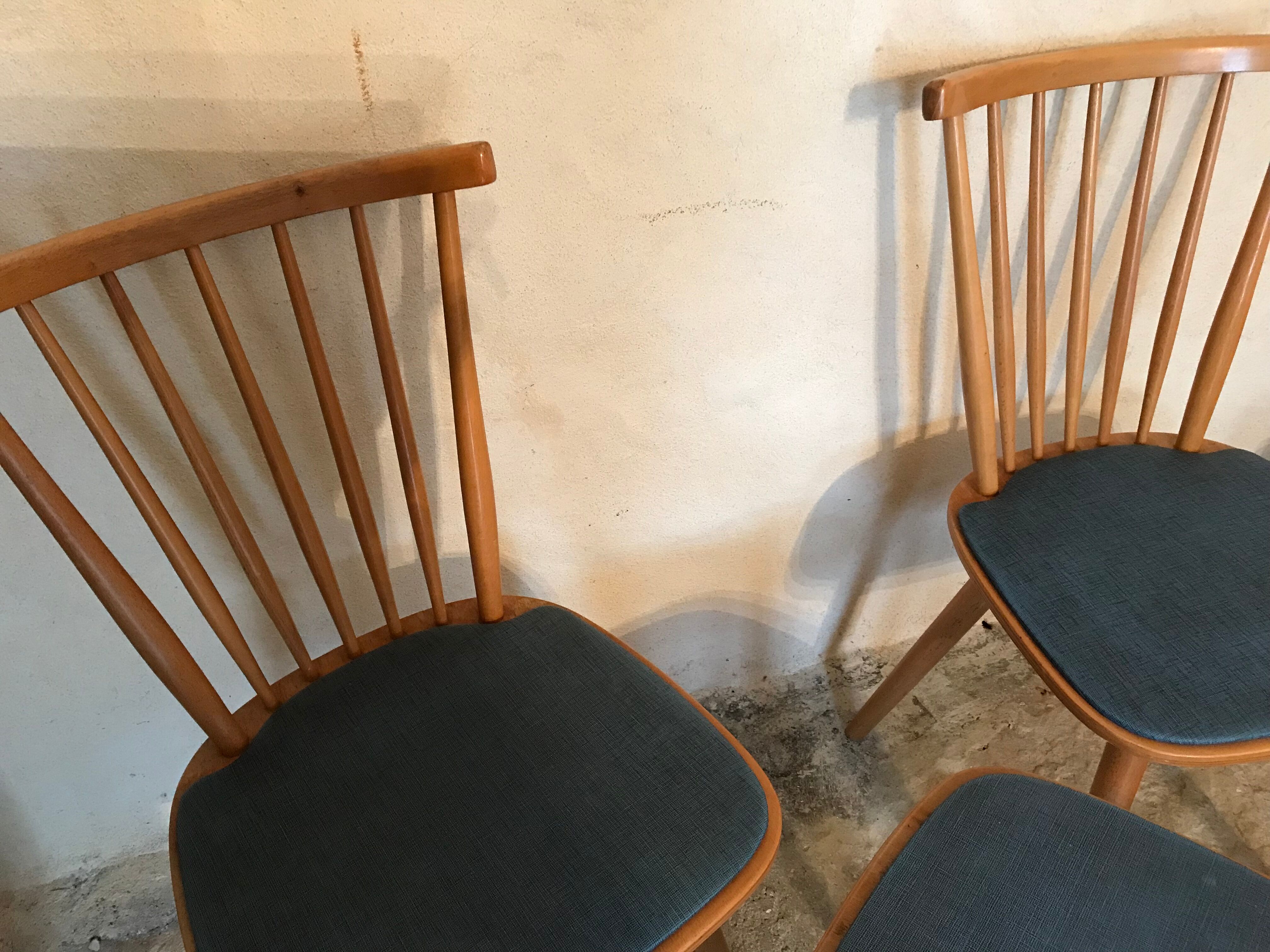 Set of 2 chairs with bars and a stool vintage compass feet 1960's