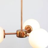 Mid-Century Modern Italian Chandelier in Copper and Opaline Glass, 1960s