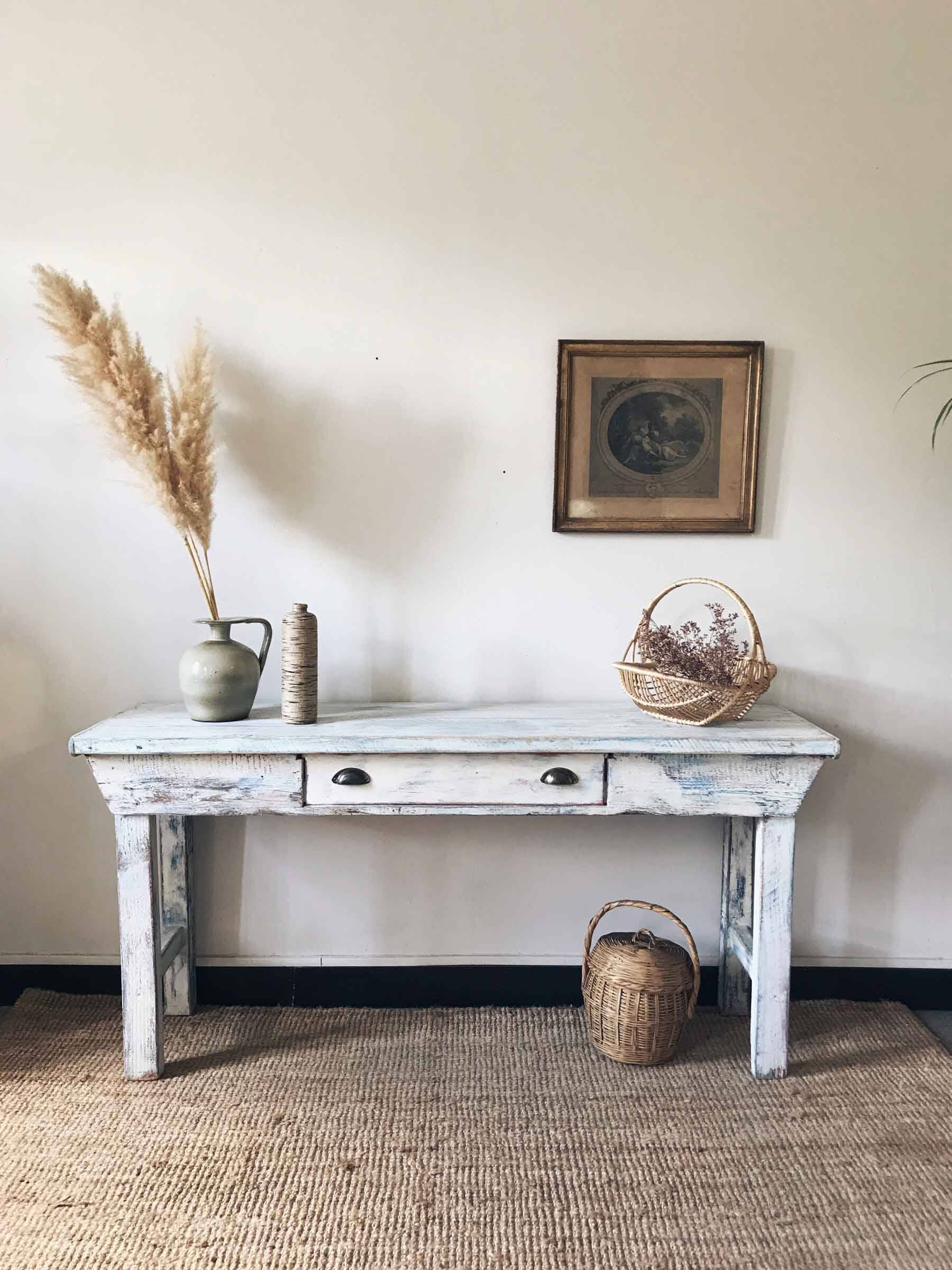 Console / patinated wooden shelf