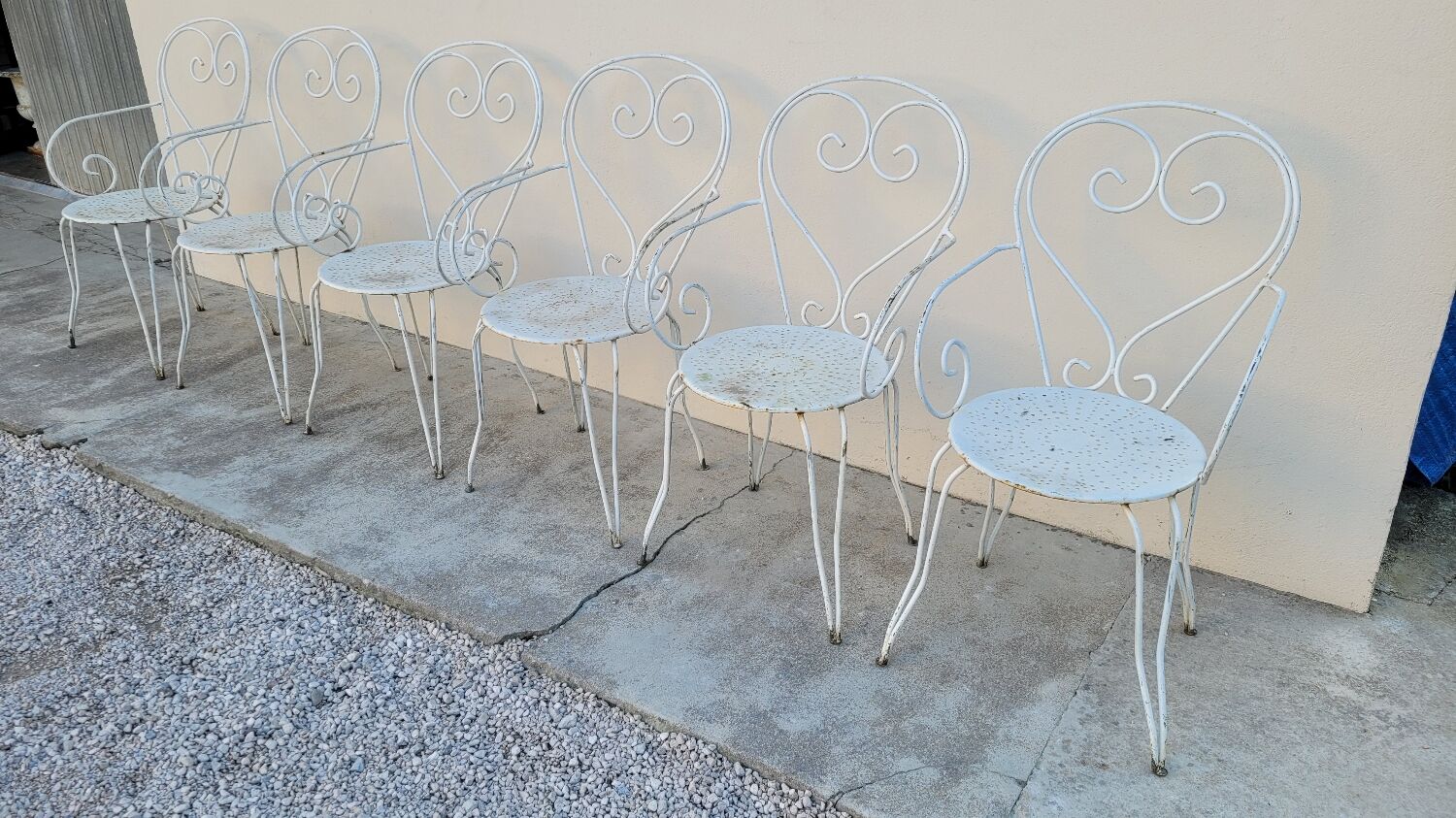 Salon de jardin série de 6 fauteuils en fer de jardin