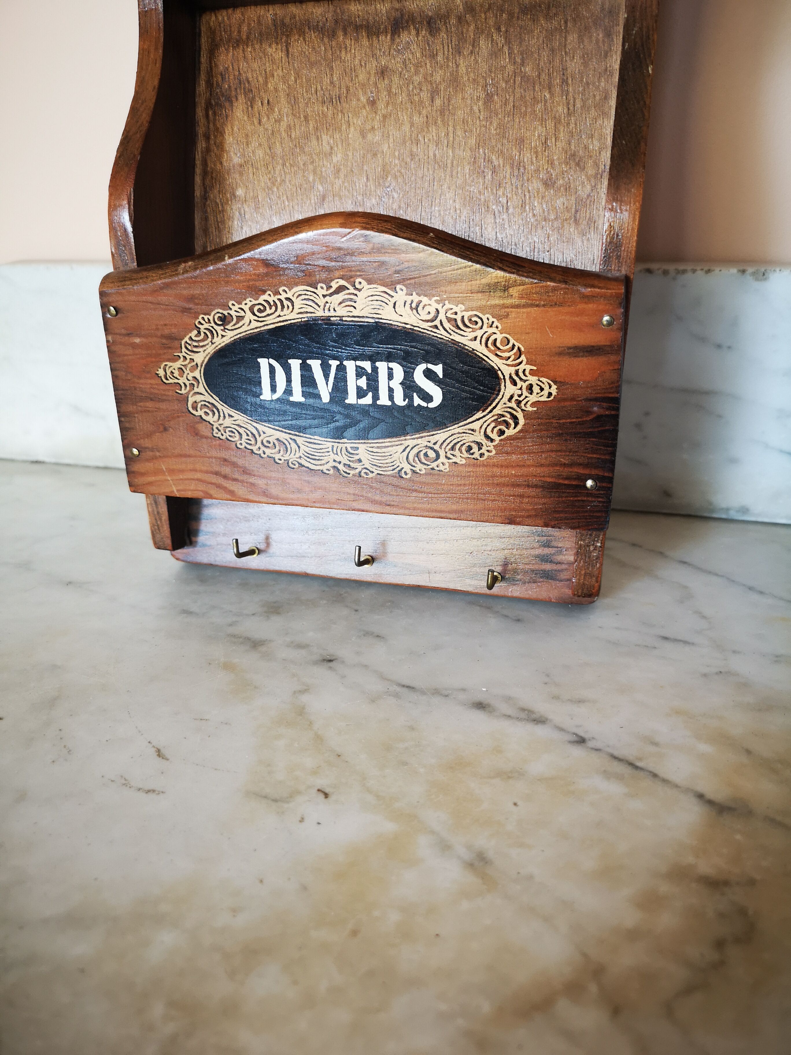 Vintage wall mount mail holder, invoices, etc.