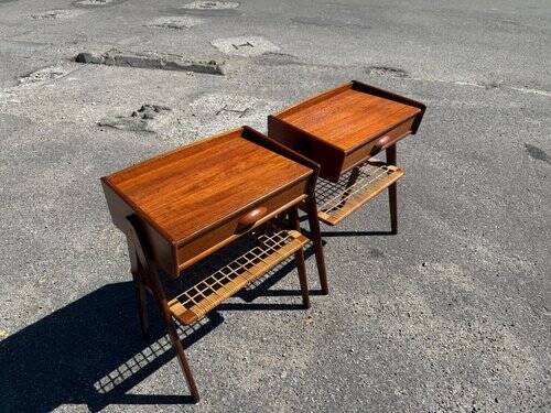 Set of 2 modernist Danish teak bedside tables by Søren Rasmussen, 1964