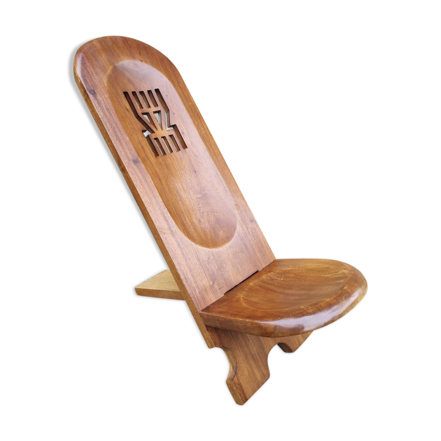 Folding African palaver chair, solid wood