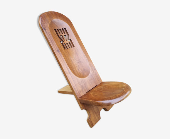 Chaise à palabre africaine pliante, bois massif | Selency