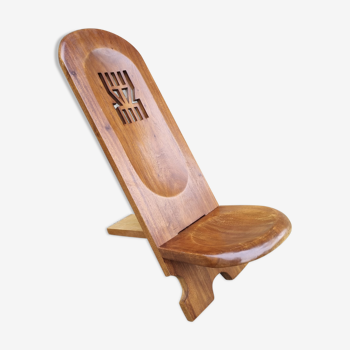 Chaise à palabre africaine pliante, bois massif