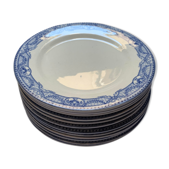 Set of flat blue plates
