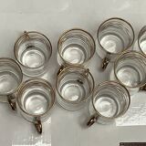 8 old shot glasses with gilding and handle