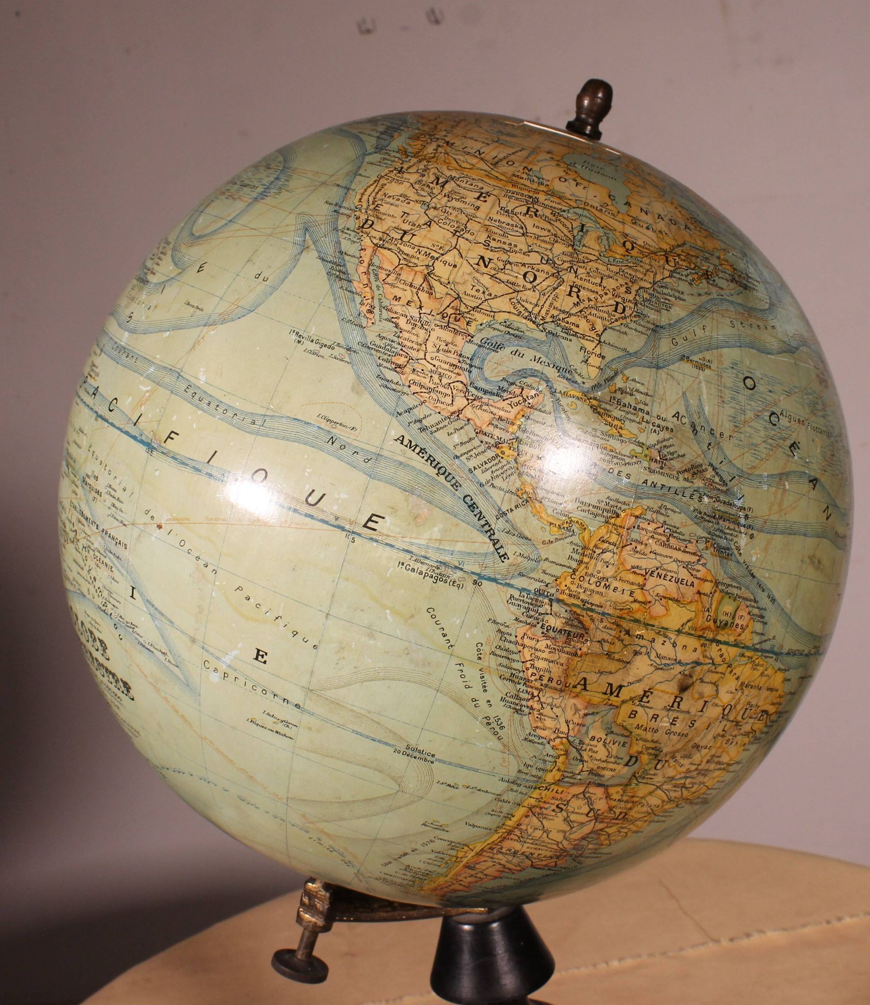 Terrestrial globe by J. Forest from the early 20th century