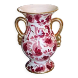 Henri Béquet porcelain vase – Medici shape – Red floral decoration