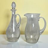 Tableware, faceted crystal carafe and pitcher, 20th century